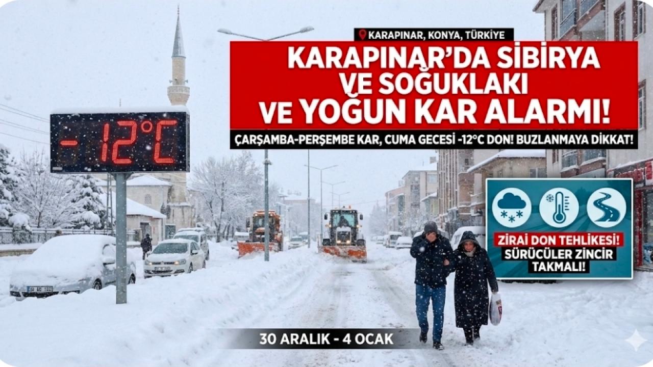 Karapınar'da Yılbaşına Kar ve Dondurucu Soğuk Uyarısı