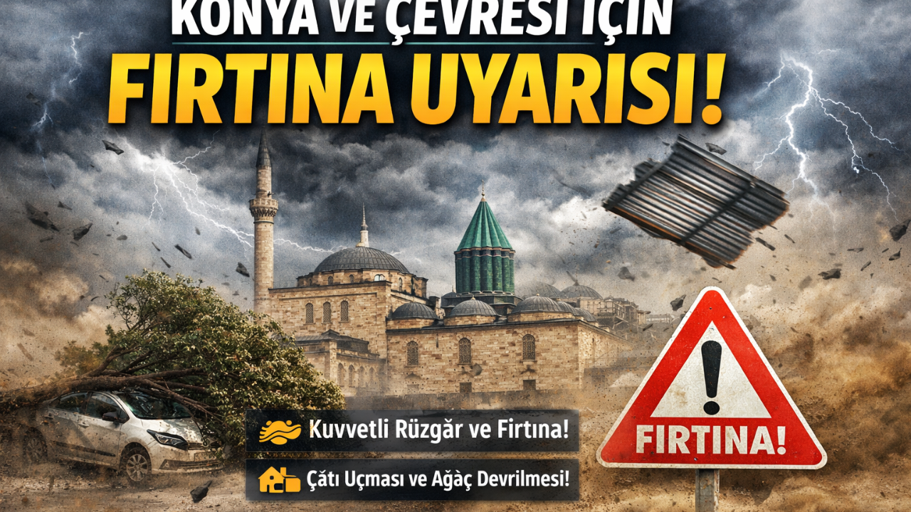 KONYA VE ÇEVRESİ İÇİN FIRTINA UYARISI: TEDBİRLİ OLUN