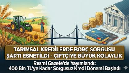 Tarımsal Kredilerde Borç Sorgusu Şartı Esnetildi