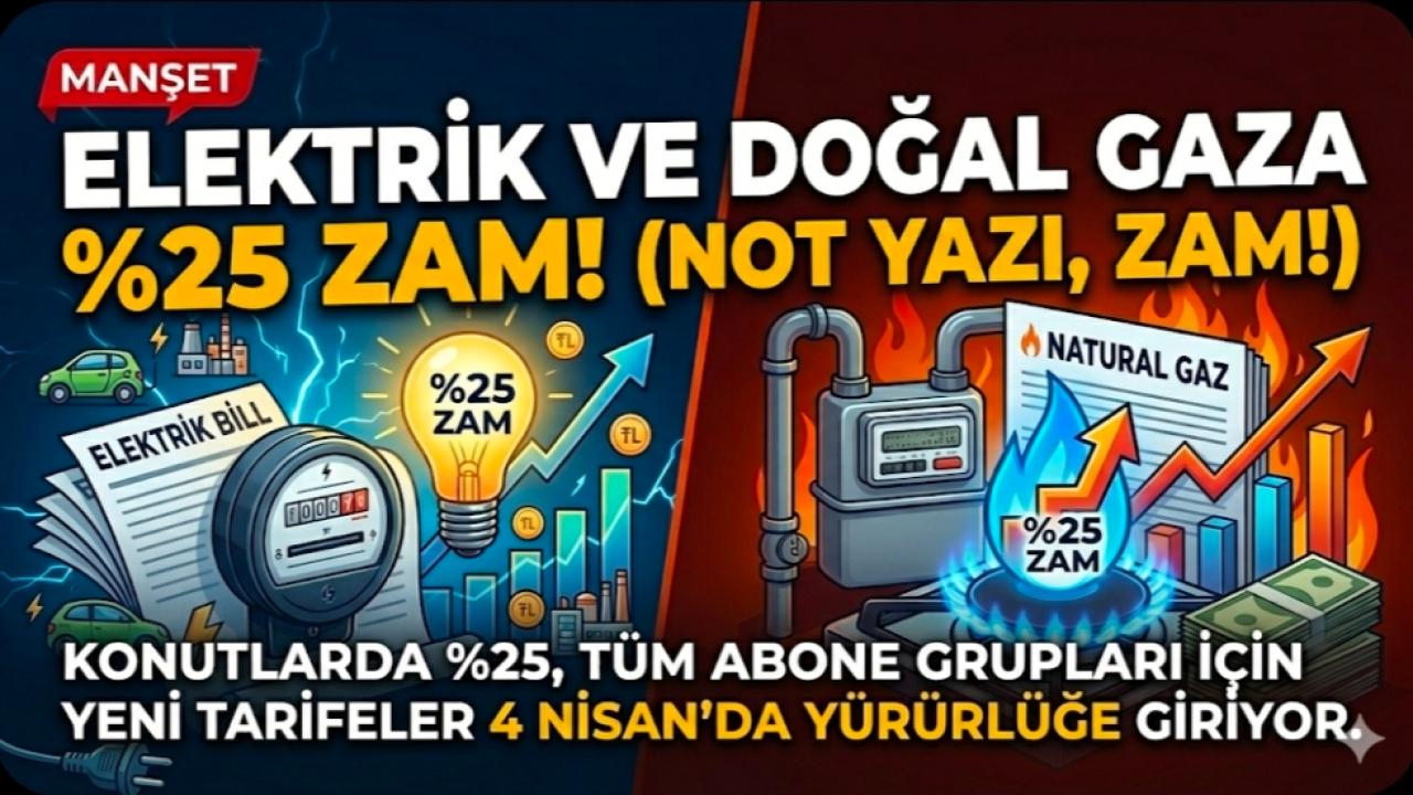 Elektrik ve Doğal Gaz Tarifelerine %25 Zam Geldi