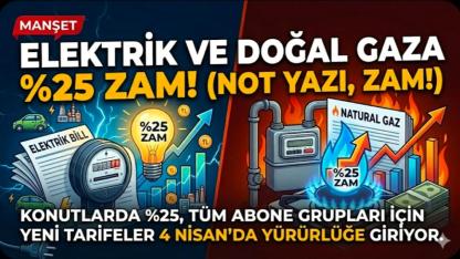 Elektrik ve Doğal Gaz Tarifelerine %25 Zam Geldi