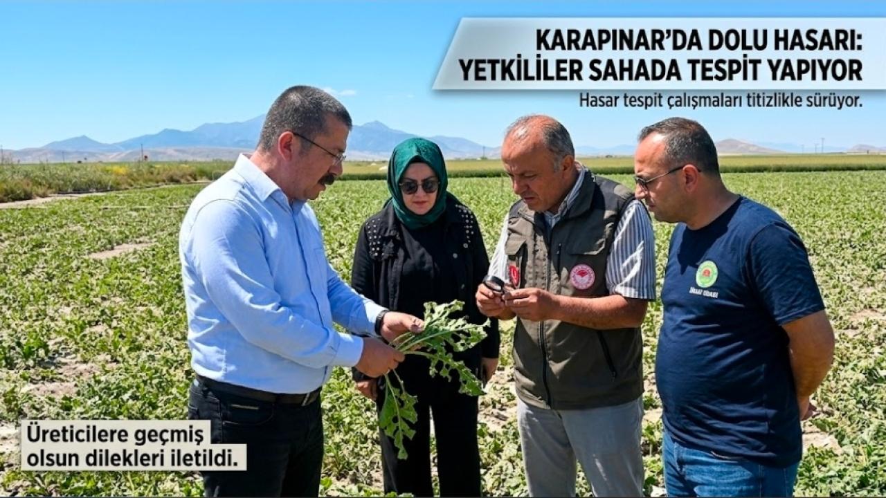 Karapınar Dolu Mesaisi: Tarlalarda Hasar İncelendi