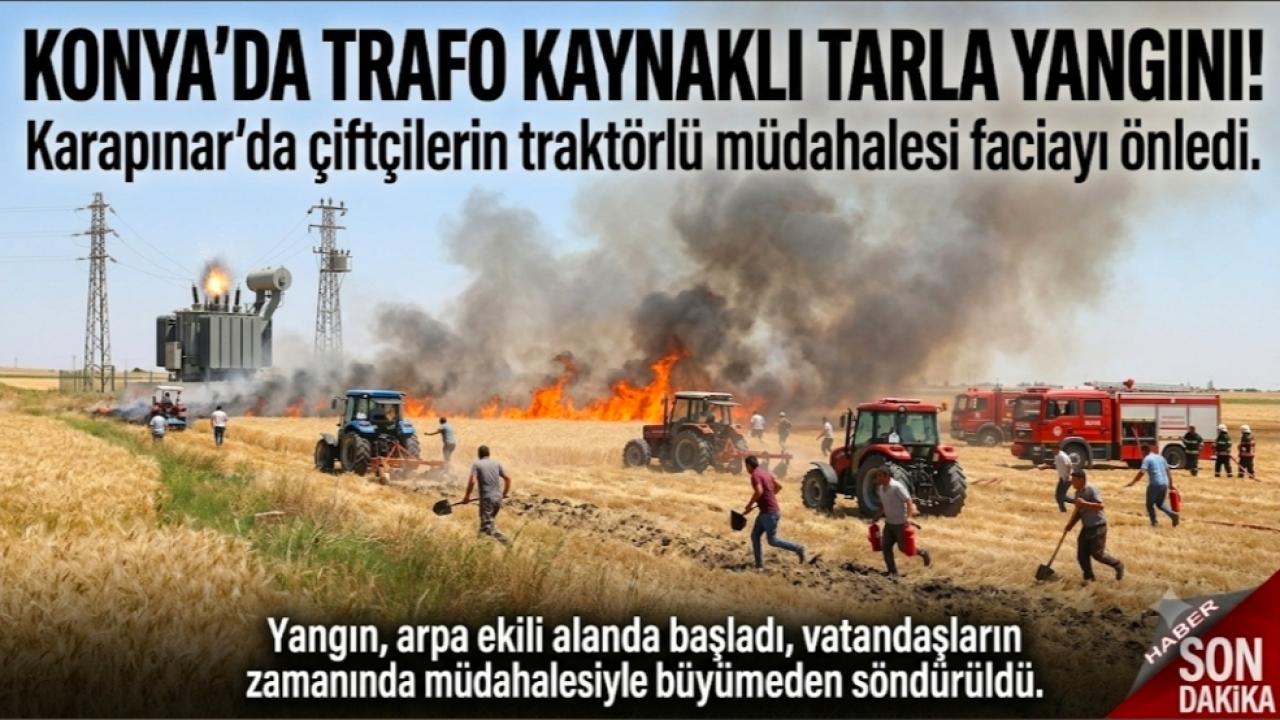 Karapınar'da Trafo Kaynaklı Tarla Yangını