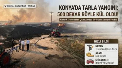 Konya Karapınar'da Büyük Yangın: 500 Dekar Kül Oldu