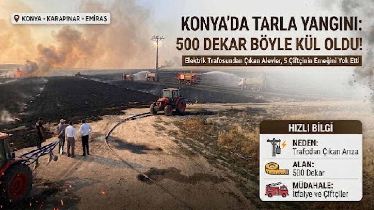 Konya Karapınar'da Büyük Yangın: 500 Dekar Kül Oldu